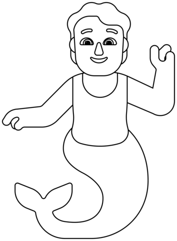 Merman Emoji Coloring Page